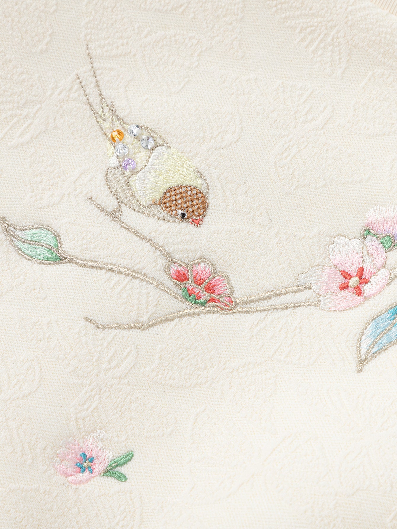 Pulovër Bird & Blossom – Krem 🐦